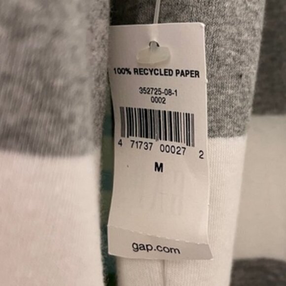 GAP Women The Modern Tee Gray & White Striped Long Sleeve Crewneck Supima Cotton - Picture 5 of 9